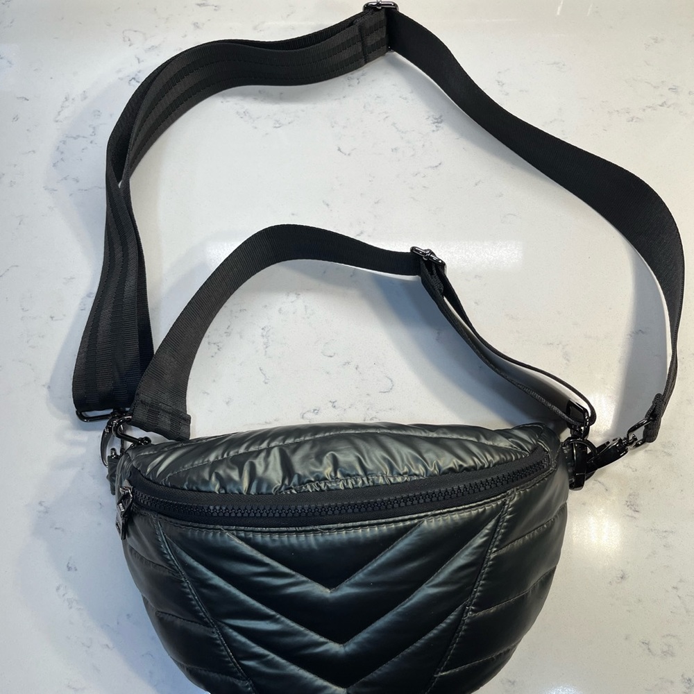 THINK ROYLN Quilted Nylon Pouch-Bag (Two Straps) in Pearl Olive Color